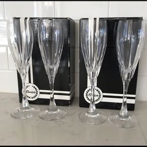 Set of 4: Carico Crystal Champagne Flutes